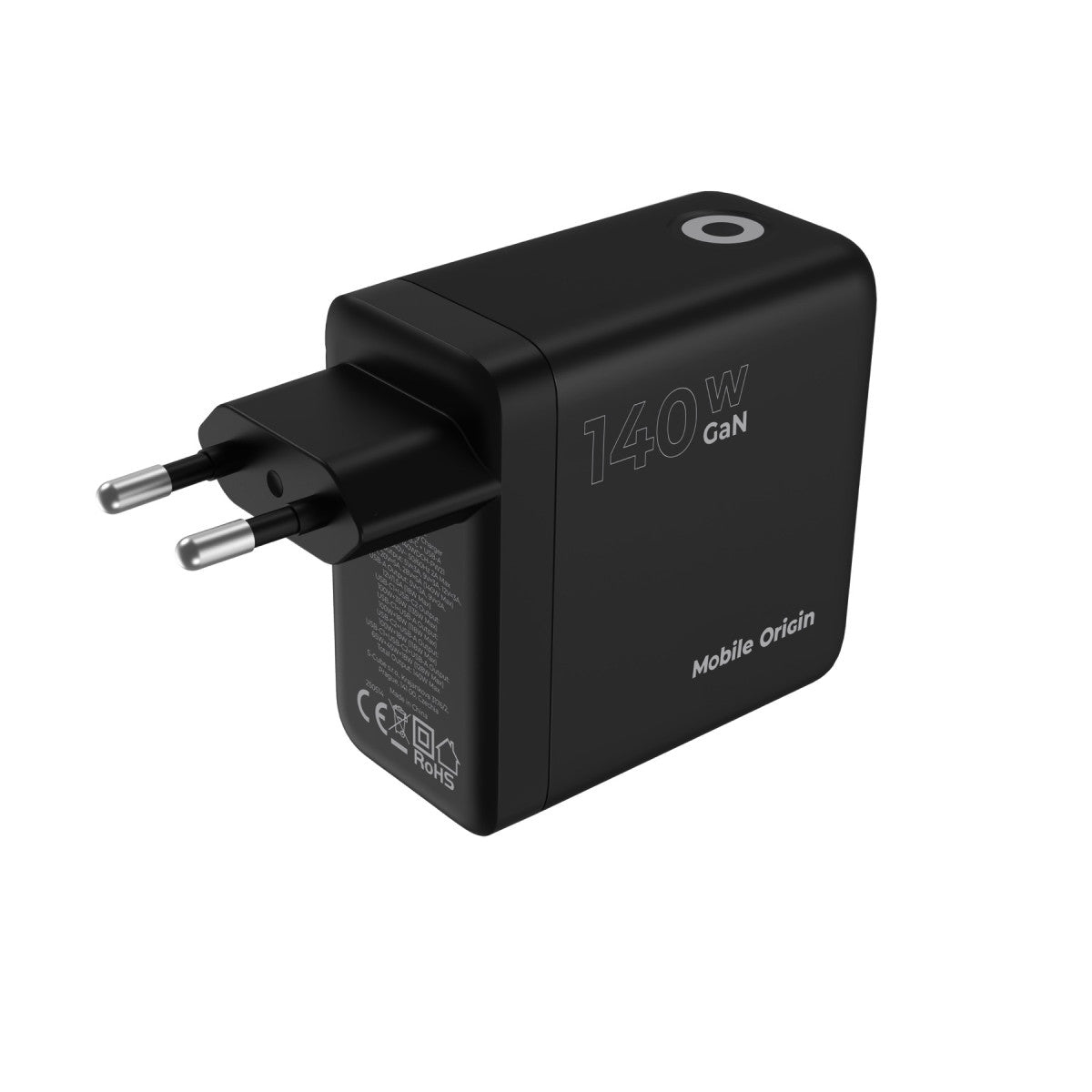 GaN Wall Charger with Display 2× USB-C + USB-A PW21, 140W, Black