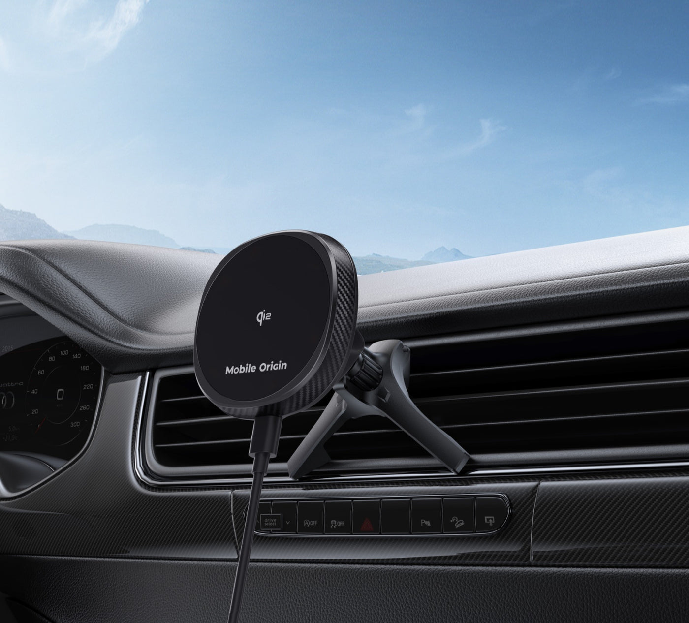Bezdrátová nabíječka do autoventilace MagSafe s větráčkem CA15, Qi2 15W, Černá