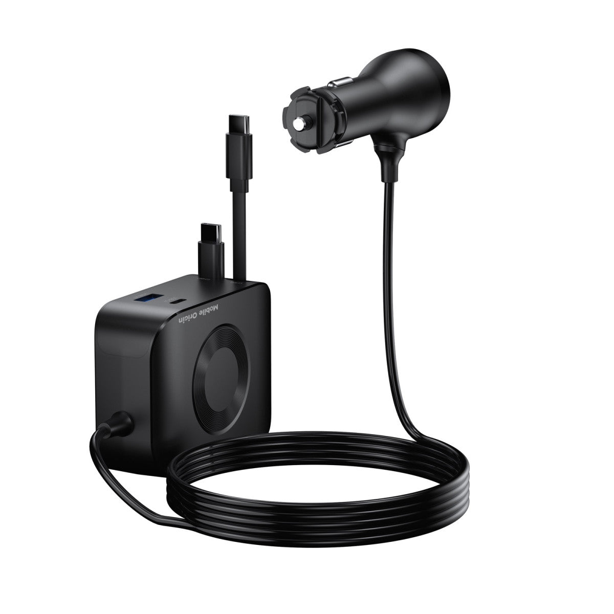 Autonabíječka 5v1 s displejem 2× USB-C + USB-A, 2× USB-C kabel CA23, 75W, Černá