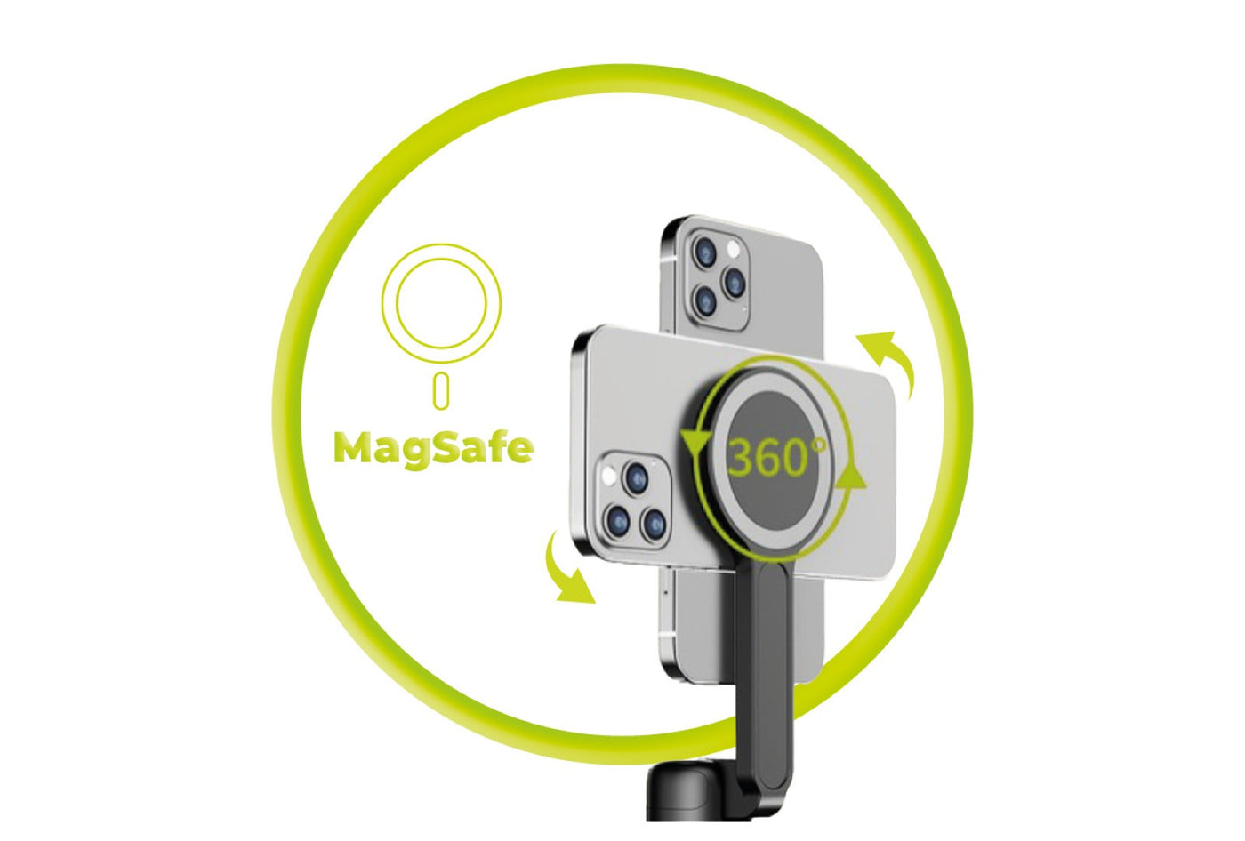 Magnetická selfie tyč s tripodem MagSafe S2, Bluetooth, Černá