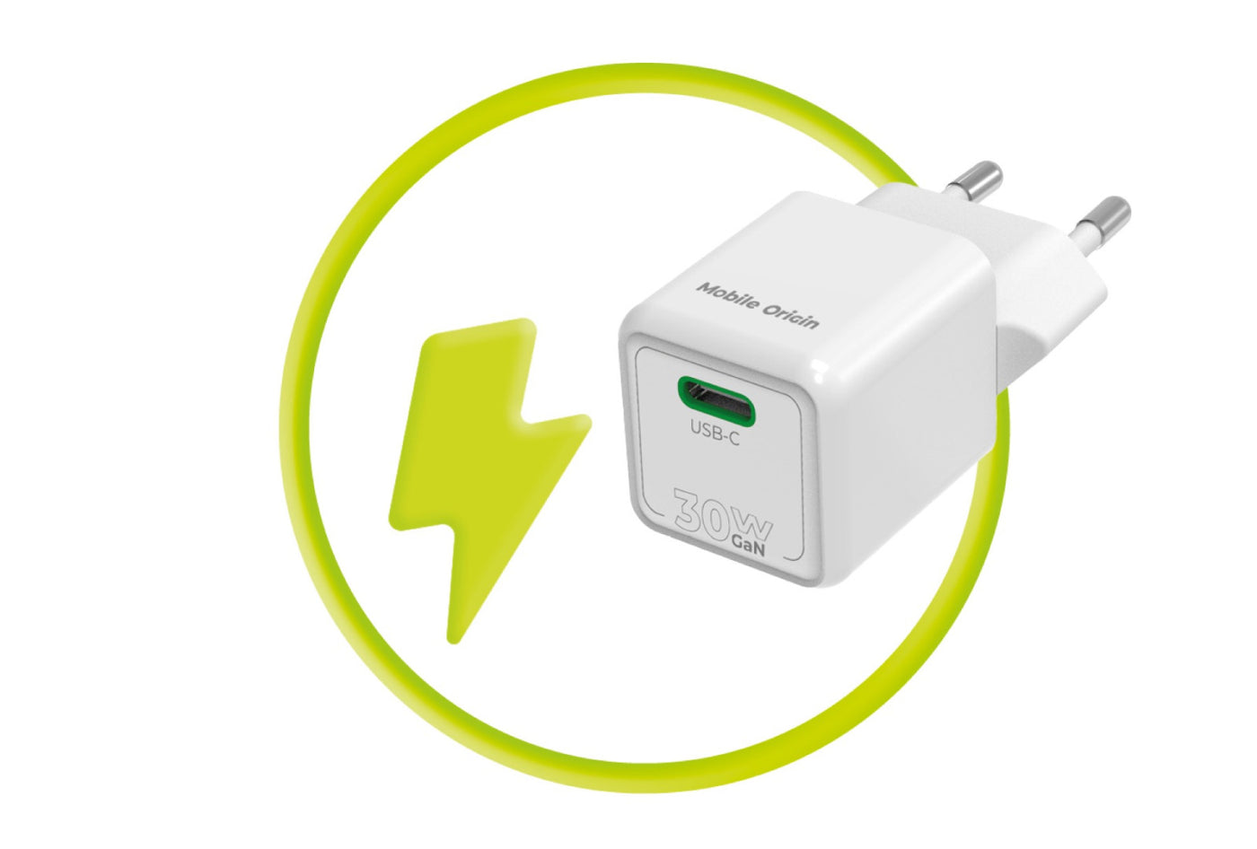 Mini GaN Wall Charger USB-C PW23, 30W, White