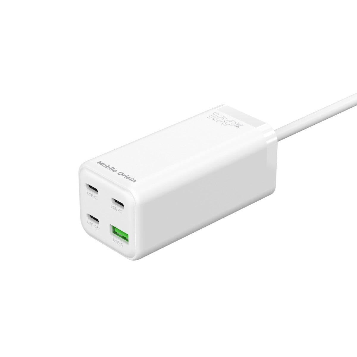 MultiHub nabíječka GaN 3× USB-C + USB-A PW18, 100W, Bílá