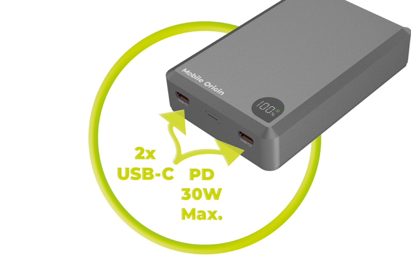 Wireless Magnetic Power Bank 3-in-1 MagSafe with Display PB14, 20000mAh, 30W, Gray
