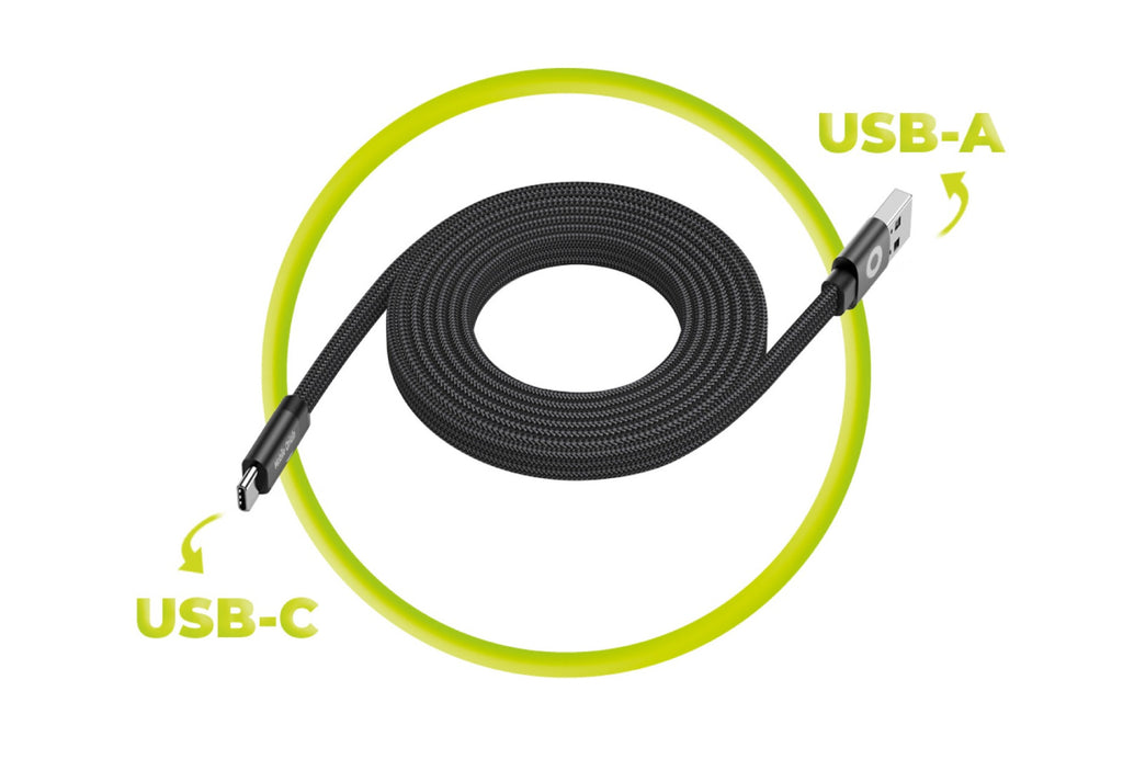 Magnetický kabel 1 m USB‑A na USB‑C – černý, plochý