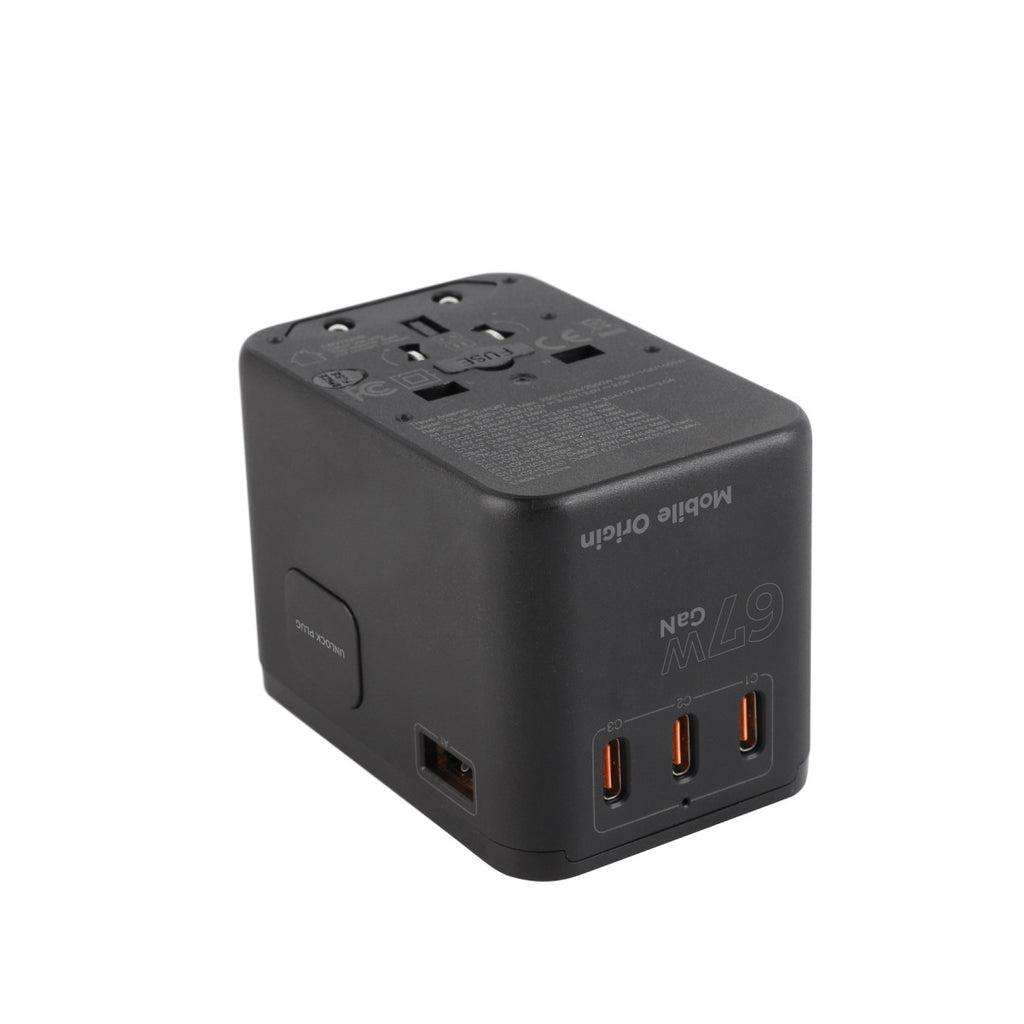 Cestovní Adaptér GaN 67W PW5 EU/UK/US/AUS, 3x USB-C + USB-A