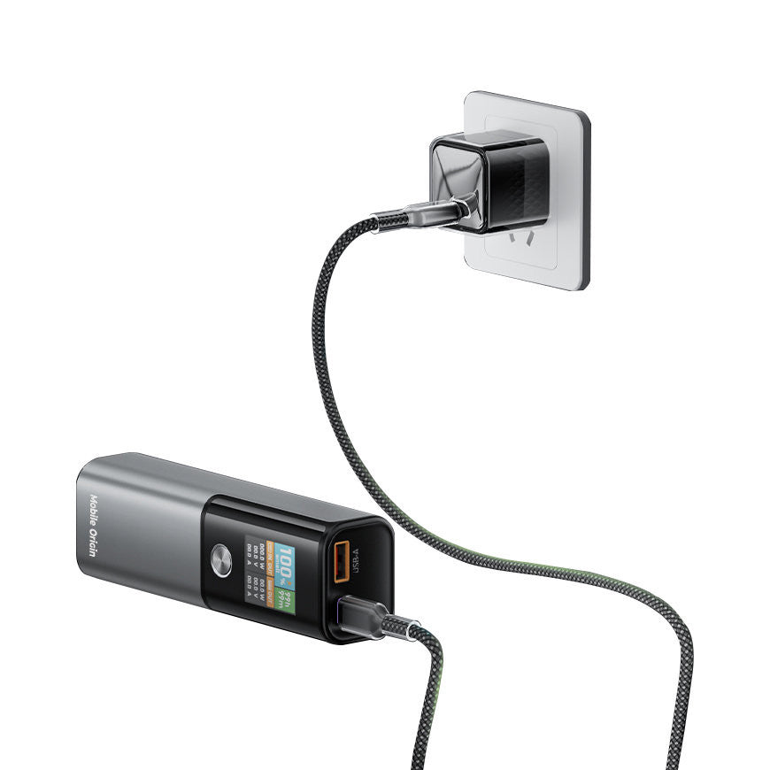 Power Bank with Display USB-C + USB-A PB12, 14000mAh, 100W, Gray