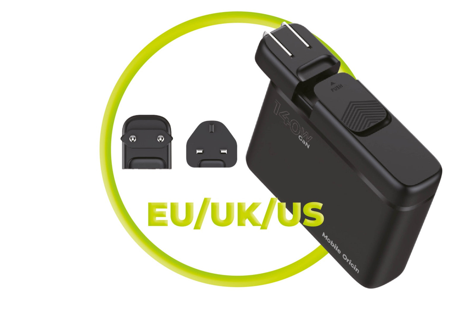 Cestovní nabíječka GaN 140W PW12 EU/UK/US, 3x USB-C + 3x USB-A