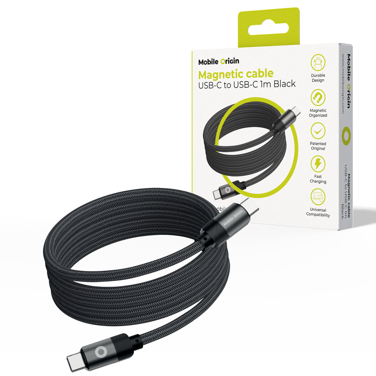 Magnetic Cable USB-C to USB-C MC2, 60W, 480 Mb/s, 1m, Black