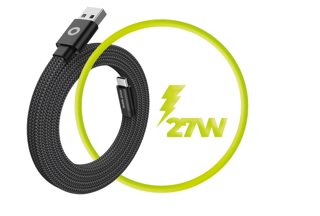 Magnetický kabel 1 m USB‑A na USB‑C – černý, plochý