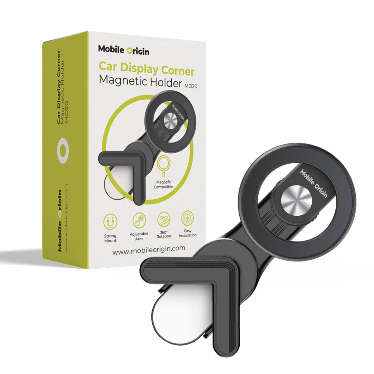 Corner Magnetic Car Mount MO20, Black