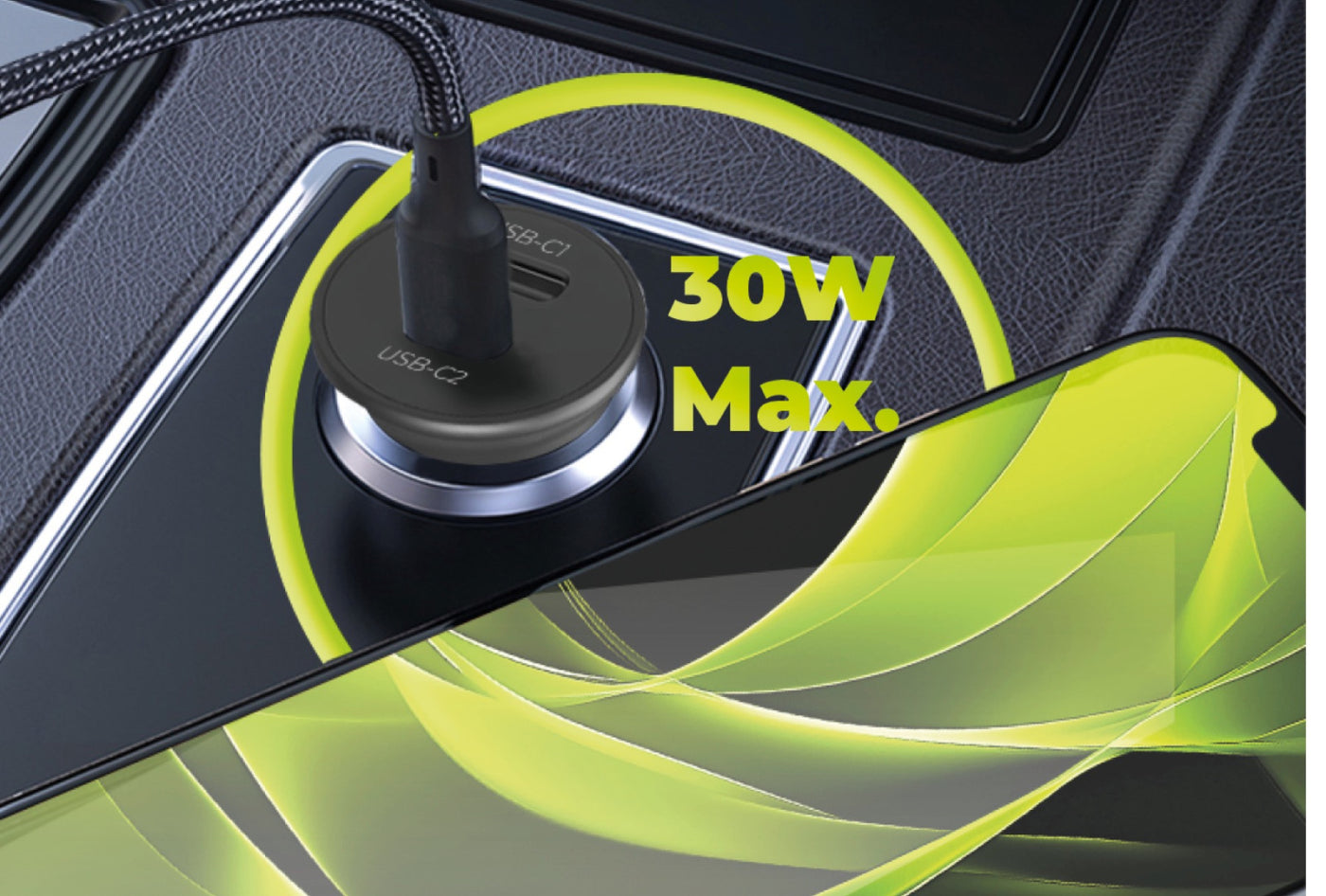 Autonabíječka 2× USB-C CA20, 30W, Černá