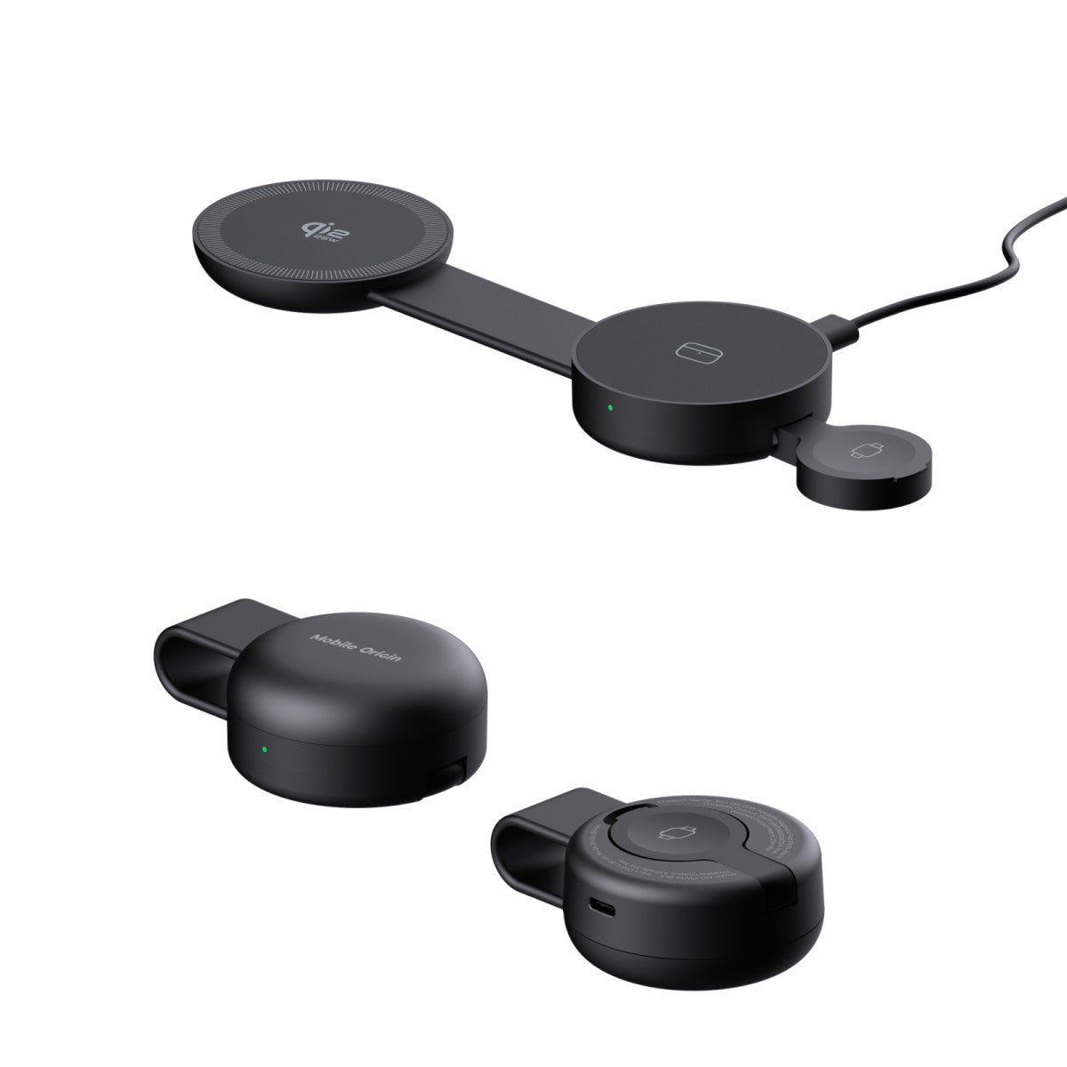 Magnetická skládací nabíječka 3v1 MagSafe PW34, Qi2 25W, Černá