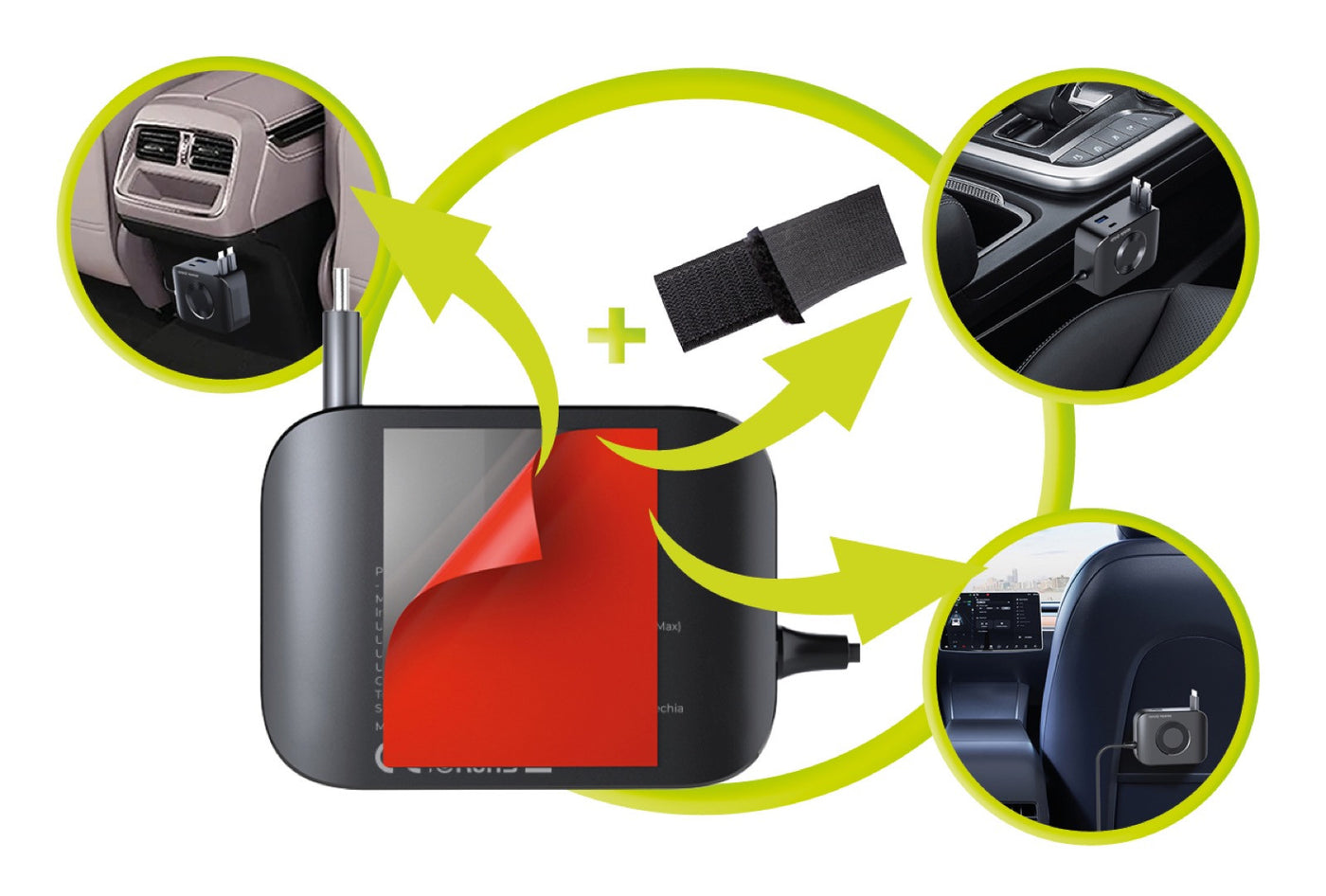 Autonabíječka 5v1 s displejem 2× USB-C + USB-A, 2× USB-C kabel CA23, 75W, Černá