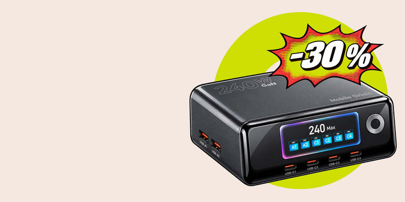 Nabíjecí hub GaN 240W s displejem